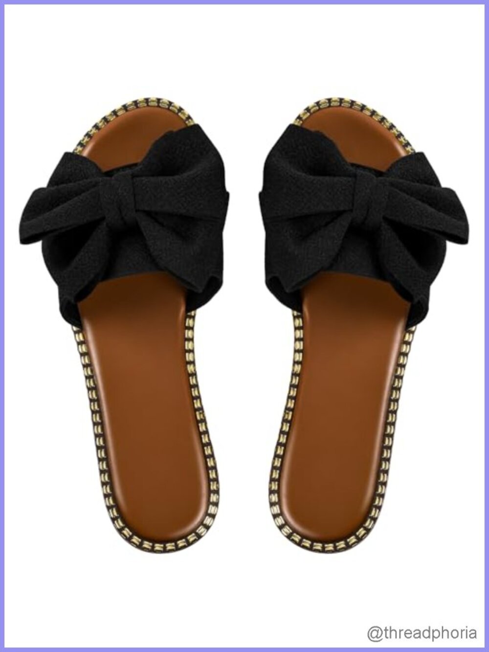 Bow Knot Slide Sandals Slip On Open Toe Faux Leather Summer Flat